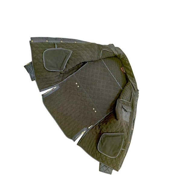 Piel de Toro Sevilla Quilted Utility barn Jacket Navy & Tan leather trim size xl - Picture 8 of 12